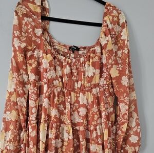 Floral Orange and Cream Dress